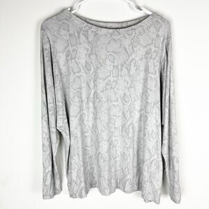 J. Jill Shirt Wearever Collection Gray Snake Print Long Sleeve Stretch Size M​​
